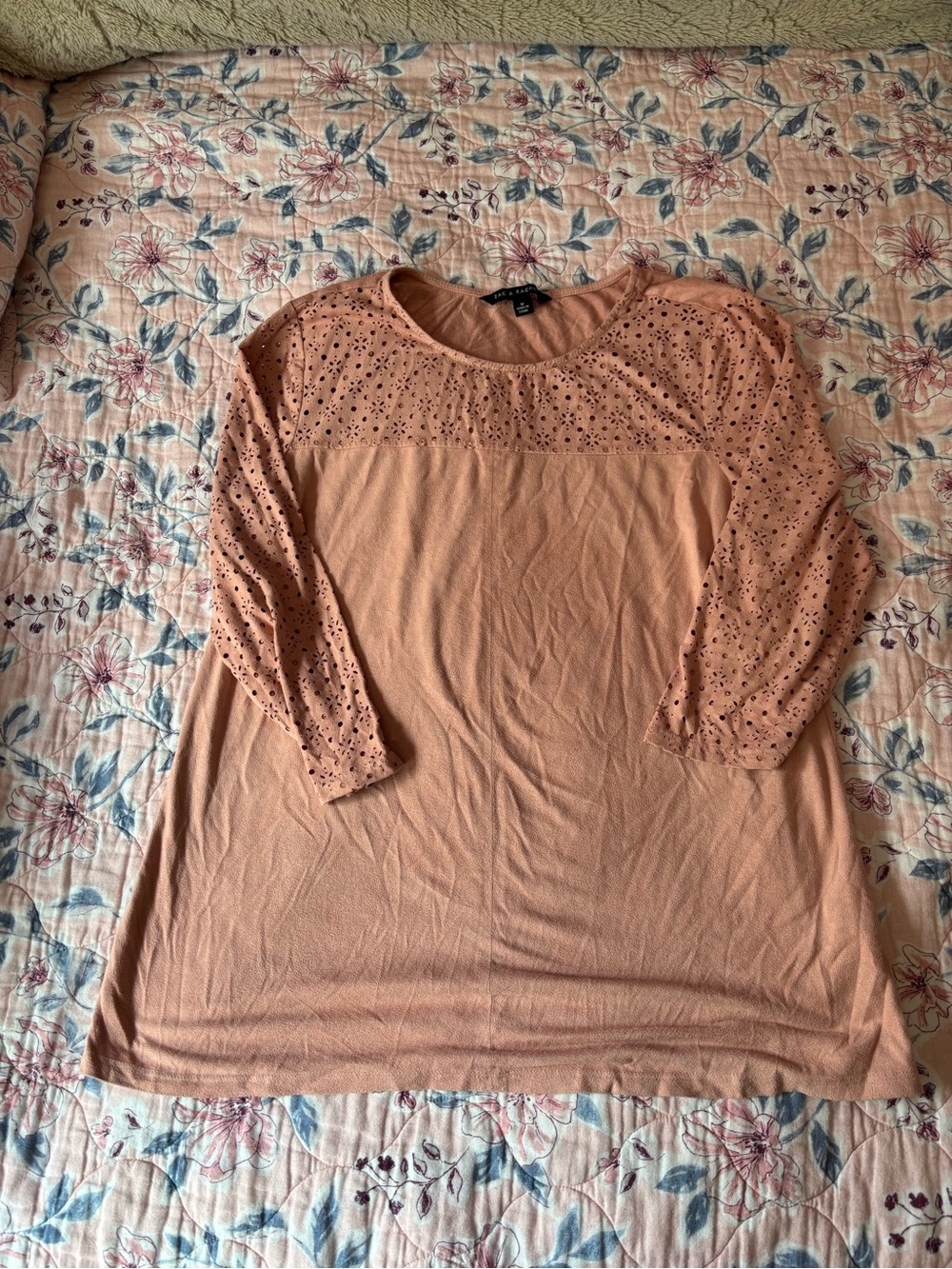 Zac & Rachel Dusty Peach Eyelet Scoop Neck Top